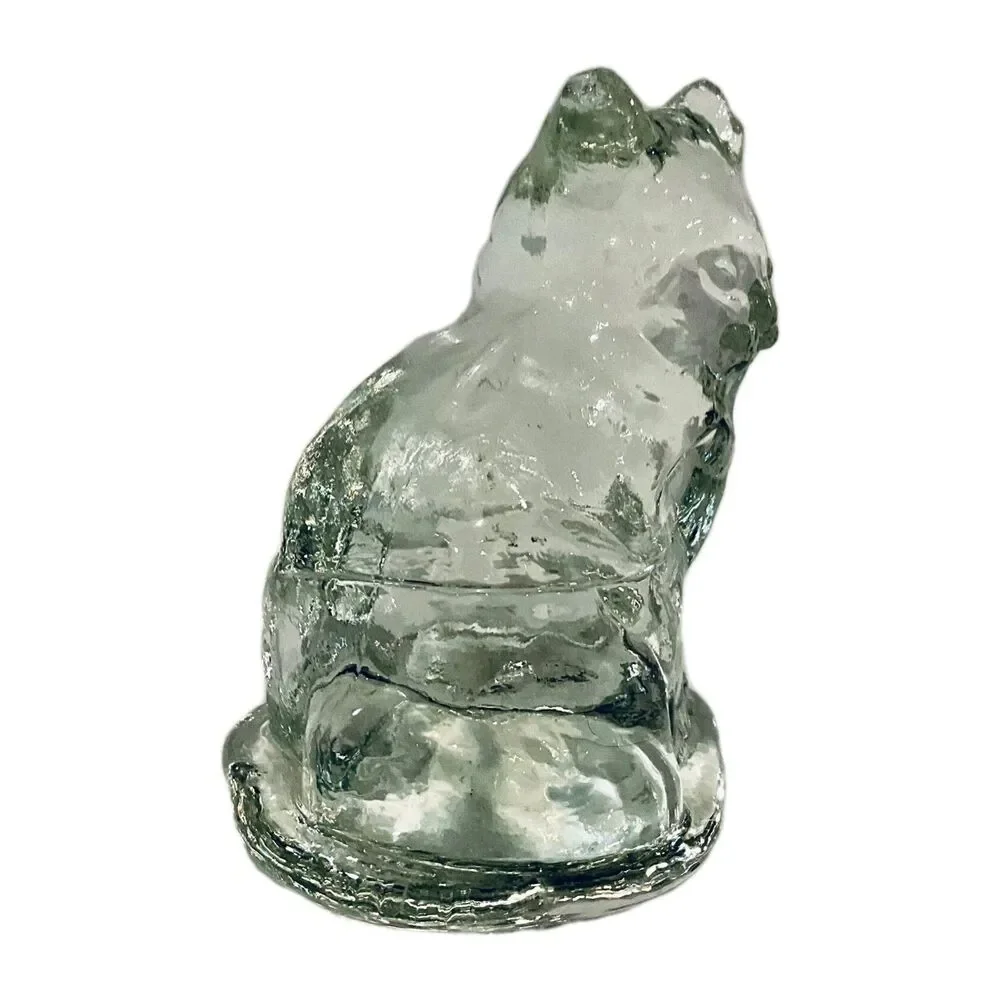 Art Glass Persian Long Haired Cat Figurine Figure Paperweight 3.75” x 3”